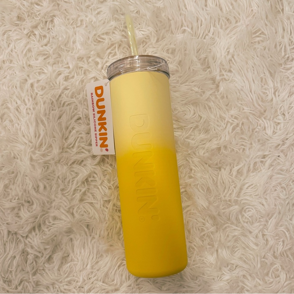 Dunkin’ Donuts Ombré Yellow Reusable Water Bottle | Tumbler with Straw